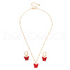 Butterfly Alloy Resin Pendant Necklaces & Hoop Earrings Sets for Women WGFA008-10-2