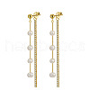 Cubic Zirconia & Pearl Beaded Front Back Stud Earrings EJEW-P231-21G-1