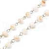 Handmade Chains. Natural Freshwater Shell Round Bead Chain AJEW-JB01084-02-1