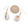 Natural Shell & Glass Dangle Earrings EJEW-JE05468-3