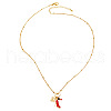 Brass Micro Pave Clear Cubic Zirconia Enamel Pendant Necklaces FS-WG967EC-02-2