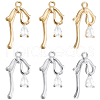 Beebeecraft 12Pcs 2 Colors Brass Micro Pave Clear Cubic Zirconia Pendants KK-BBC0015-64-1
