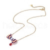 Glass Seed Beaded Bowknot Pendant Necklace NJEW-MZ00091-02-4