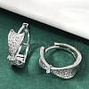 Brass Clear Cubic Zirconia Hoop Earrings EJEW-Q016-01P-5