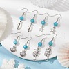 4 Pairs 4 Styles Synthetic Turquoise Beaded Dangle Earrings EJEW-JE05496-S-2