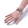 Five Loops Natural Labradorite & Moonstone Wrap Bracelets X-BJEW-JB04488-04-3