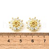 Flower Brass Clear Cubic Zirconia Bead Caps KK-V008-08A-G-3