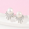 Round Brass Micro Pave Clear Cubic Zirconia Stud Earrings EJEW-U072-01S-1