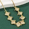Brass Micro Pave Clear Cubic Zirconia Fruit Bib Necklaces NJEW-F342-01A-G-2