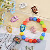 CHGCRAFT 14Pcs 7 Colors Owl Food Grade Eco-Friendly Silicone Focal Beads SIL-CA0003-09-4