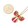 MIYUKI Delica Seed Beads Loom Pattern Bowknot Pendant Necklaces NJEW-MZ00097-02-4