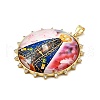 Rack Plating Brass Micro Pave Cubic Zirconia Glue Photographic Paper Pendants KK-D343-01G-2