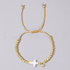 Brass Round Bead Braided Bead Bracelets VB3830-19-1
