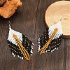 Bohemian Style Handmade Glass Seed Beads Hexagon Tassel Stud Earrings KO7700-3