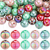 SOFPLATE Christmas Theme 100Pcs 5 Colors Opaque Acrylic Beads MACR-SP0001-01B-04-1