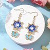 Flower with Butterfly 304 Stainless Steel Glass Seed Beads Dangle Earrings EJEW-MZ00417-01-1