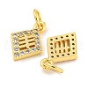 Rack Plating Brass Micro Pave Clear Cubic Zirconia Pendants KK-B093-08G-2