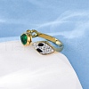 304 Stainless Steel with Rhinestone and Glass Cuff Rings RJEW-Q020-04G-5
