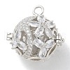 Rack Plating Brass Clear Cubic Zirconia Bead Cage Pendants KK-L224-006P-1