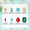 DICOSMETIC 64Pcs 32 Styles Octagon/Teardrop/Horse Eye Sew on Rhinestone RGLA-DC0001-02-2