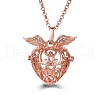 Rose Gold Angel Wing Alloy Cage Pendant Necklaces MF5762-10-1