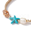 Natural Shell & Pearl & Synthetic Turquoise Braided Bead Bracelets BJEW-JB09914-4