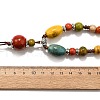 Ethnic Style Alloy & Porcelain Ceramic Beads Round Pendant Tassel Y Necklaces NJEW-D308-01A-3