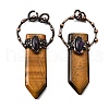 Natural Tiger Eye & Amethyst Sword Shape Big Pendants G-Q350-07J-1