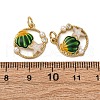 Brass Pave Cubic Zirconia & ABS Imitation Pearl Pendants KK-S525-05G-4