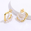 Fashionable Brass Imitation Pearl Square Stud Earrings HD0579-2