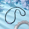 Adjustable Natural Dyed Yellow Jade & Brass Pendant Necklaces NJEW-JN04944-2