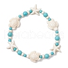 2Pcs Starfish & Turtle Synthetic Turquoise Beads Stretch Bracelets for Women BJEW-JB11921-3