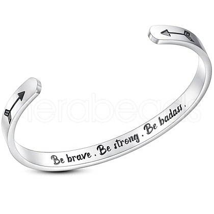 Inspirational 304 Stainless Steel Cuff Bangles FS-WG30F15-04-1