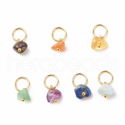 7Pcs 7 Styles Natural Stone Chip Charms PALLOY-JF01485-01-1