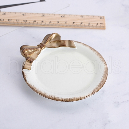 Round with Bowknot Porcelain Jewelry Plate PW-WG009F2-01-1