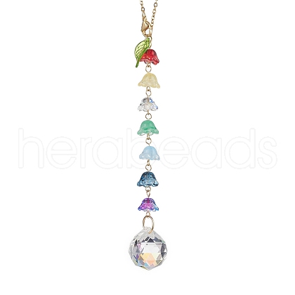 Glass Lily of the Valley Pendant Decorations HJEW-JM01970-1