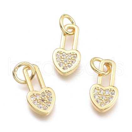 Brass Micro Pave Cubic Zirconia Pendants KK-P187-07G-1