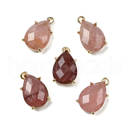 Natural Strawberry Quartz Faceted Pendants G-M431-16G-06-1