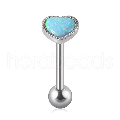 304 Stainless Steel with Synthetic Opal Tongue Rings WGE7D3A-02-1