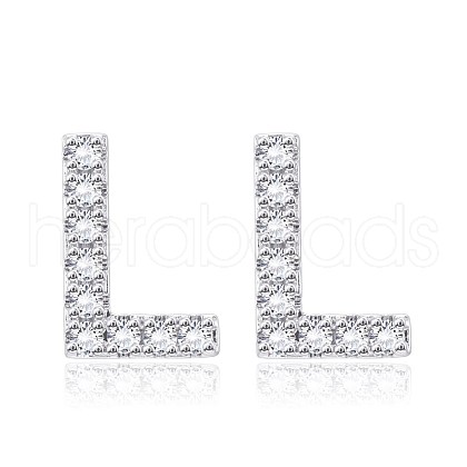 Brass Cubic Zirconia Stud Earrings EJEW-BB35118-L-1