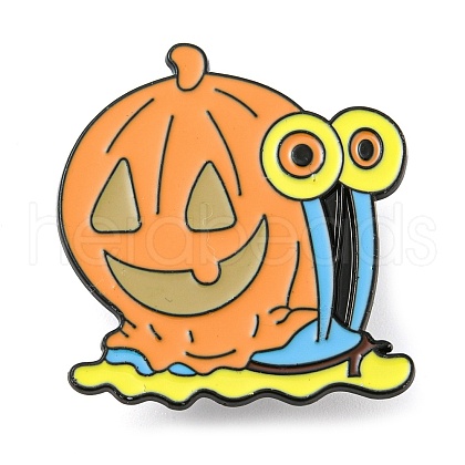 Halloween Terrible Pumpkin Snail Alloy Enamel Pin Broochs AJEW-Z023-08EB-1