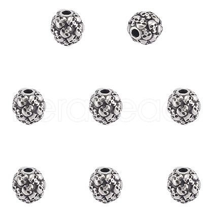 Unicraftale 8Pcs Retro Rondelle Skull 316 Stainless Steel Beads STAS-UN0060-08-1