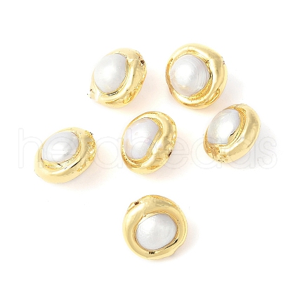 Electroplated Natural Cultured Freshwater Pearl Beads KK-P305-03G-1