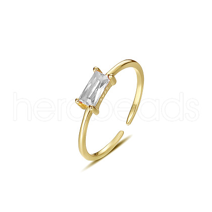 925 Sterling Silver Pave Cubic Zirconia Adjustable Open Cuff Rings for Women FP6084-1-1