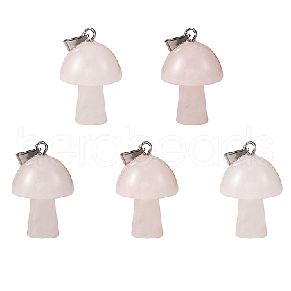 5Pcs Natural Rose Quartz Pendants G-SZ00001-87A-1