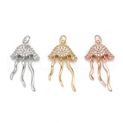 Brass Micro Pave Clear Cubic Zirconia Pendants ZIRC-P086-26-1