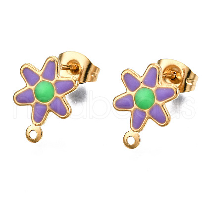 304 Stainless Steel Enamel Stud Earring Findings STAS-T052-43G-04-1