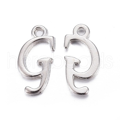 Platinum Plated Alloy Letter Pendants PALLOY-P097-02-G-1