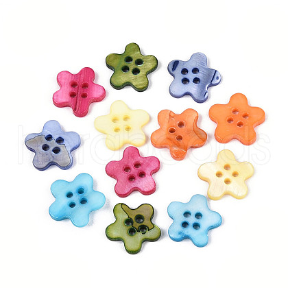 4-Hole Dyed Freshwater Shell Buttons SHEL-T020-27-1