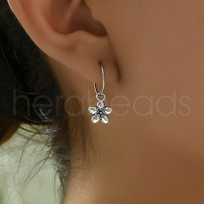 Brass Flower Hoop Earrings FK9101-1
